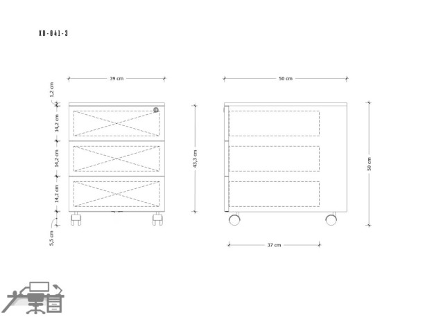 Casetiera metalica-Rollbox 3 sertare, cu role, XD-041-3