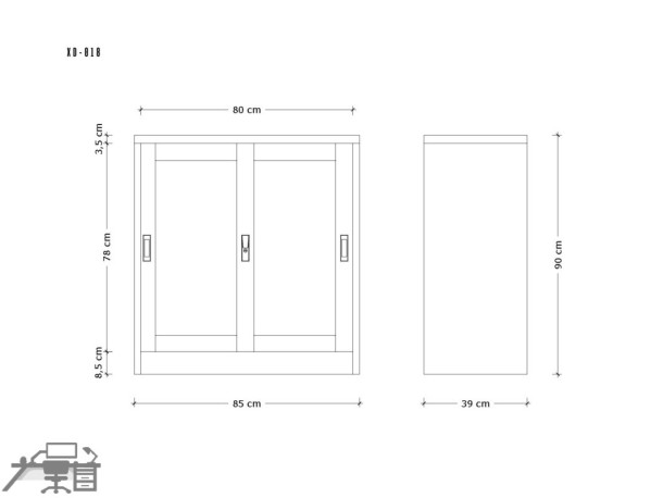 Dulap metalic 1 compartiment, fronturi din sticla, XD-018