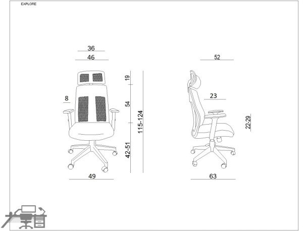 Scaun ergonomic operational EXPLORE W-175AC