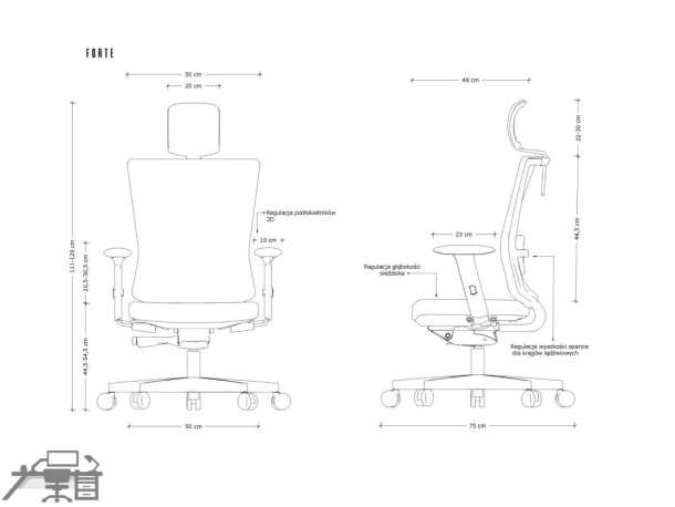 Scaun ergonomic operational FORTE W-969Y