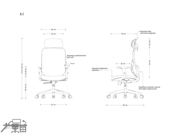 Scaun ergonomic operational HIT PIELE ECO FN021H-3-BST